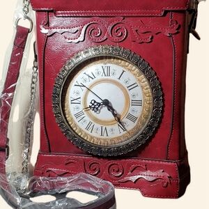 Elegant Red Clock Design Women's Bag